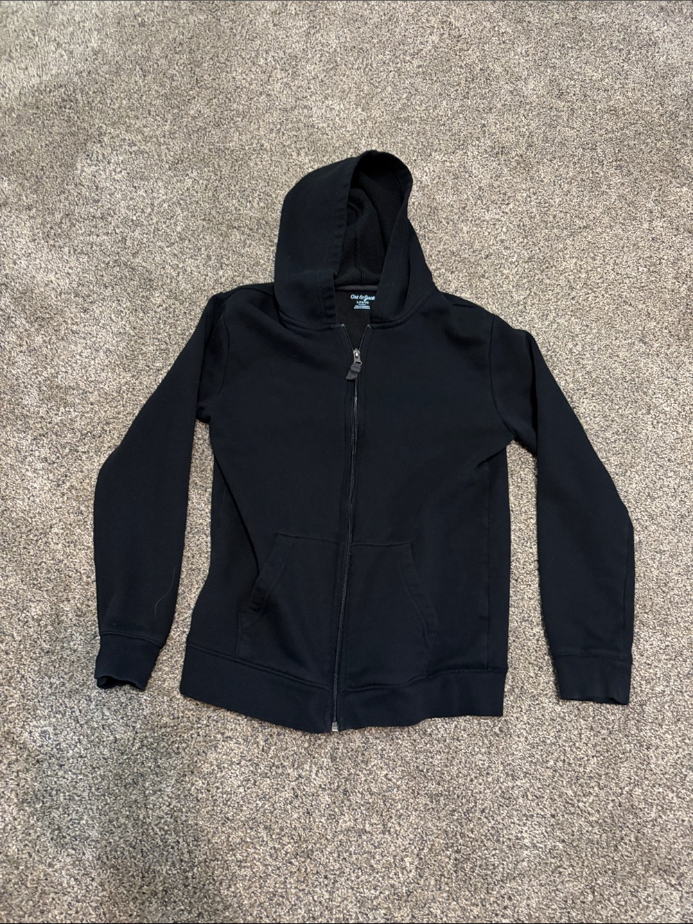 Boy’s Cat & Jack Black Full-Zip Hoodie Size Large 12/14